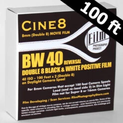 Double 8 Film - Cine8 BW Reversal 40 ISO (100 Ft)